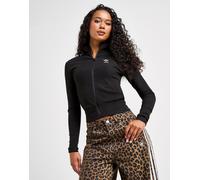 adidas Originals Essential Ribbed Long Sleeve Full Zip Top - Damen, Schwarz - XS