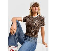 adidas Originals Leopard Print 3-Streifen T-Shirt Damen - Damen, Braun - XS