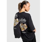 adidas Originals Leopard Print Samba Boyfriend T-Shirt - Damen, Schwarz - M