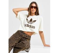 adidas Originals Leopard Print Trefoil Boyfriend T-Shirt Damen - Damen, Cremefarben - XL