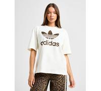 adidas Originals Leopard Print Trefoil Boyfriend T-Shirt Damen - Damen, Cremefarben - XS