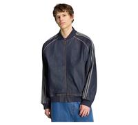 adidas Originals Loose Fit Jeansjacke aus reiner Baumwolle mit Logo-Stitching in Jeansblau, Größe L