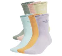Sportsocken ADIDAS ORIGINALS "TREFOIL CUSHION CREW, 6 PAAR", Herren, Gr. M (40/42), bunt (silber grün, glow pink, powder gelb), Obermaterial: 65% Baumwolle, 31% Polyester, 3% Elasthan, 1% sonstige Fas