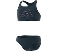 Bustier-Bikini ADIDAS PERFORMANCE "BIG BARS BIK GY" Gr. 116, N-Gr, aurora ink Mädchen Bikini-Sets (72359512-116) aurora ink