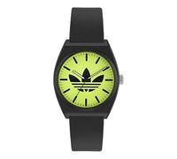adidas Project Two Unisex Armbanduhr, Quarz Analog, Kunststoff, 38 mm, Kunststoffarmband, Schwarz, 5 bar, Zifferblattfarbe: Grün, AOST25549