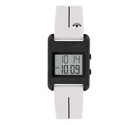 adidas Retro POP Three Unisex Digital Armbanduhr, Quarz, Edelstahl, 31 mm, Silikonarmband, Weiß, 3 bar, Digital LED-Display, AOST25536