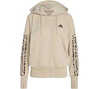 Kapuzensweatshirt ADIDAS SPORTSWEAR "SEASONAL ESSENTIALS 3-STREIFEN, ANIMALPRINT", Damen, Gr. XXL, crystal linen, multicolor, khaki six, Obermaterial: 55% Baumwolle, 36% Polyester, 9% Viskose, normal,