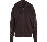 Kapuzensweatjacke ADIDAS SPORTSWEAR "SEASONAL ESSENTIALS 3-STREIFEN, ANIMALPRINT", Damen, Gr. L, braun (aurora coffee, multicolor, preloved braun), Obermaterial: 55% Baumwolle, 36% Polyester, 9% Visko