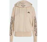 ADIDAS Seasonal Essentials Animal Print 3-Stripes Full-Zip Hooded Track Top (DG891) M Crystal Linen / Multicolor / Khaki Six