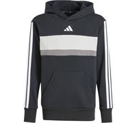 adidas Unisex Kids SEASONAL ESSENTIALS TIBERIO 3 STRIPES FLEECE HOODIE, black/white/grey two, 11-12 Years