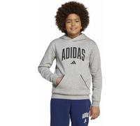 Kapuzensweatshirt ADIDAS SPORTSWEAR "J CLGT OH FL HD", Kinder, Gr. 128, grau (medium grau heather, schwarz), Obermaterial: 55% Baumwolle, 36% Polyester, 9% Viskose, sportlich, Sweatshirts (11753815-12