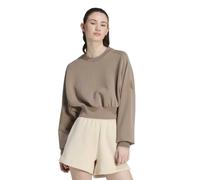 Sweatshirt ADIDAS SPORTSWEAR "SOFT LUX, LOCKER GESCHNITTEN", Damen, Gr. L, khaki six, Obermaterial: 51% Polyester, 25% Modal, 15% Baumwolle, 9% Elasthan, normal, Rundhals, angesetztes Bündchen, Sweats