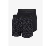 adidas Herren Web-Boxershorts, 2er Pack - Woven Boxer, Shorts, Webware, Baumwolle Schwarz/Grau M