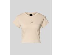 adidas Sportswear Cropped T-Shirt mit Label-Print in Beige, Größe M
