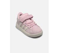 Klettschuh ADIDAS SPORTSWEAR "GRAND COURT 2.0 KIDS", Kinder, Gr. 21, weiß (clear pink, sanftes weiß, gold metallic), Leder, Synthetik, Textil, Schuhe Klettschuh, für Kinder, mit Klettverschluss (36350