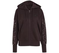 Kapuzensweatjacke ADIDAS SPORTSWEAR "SEASONAL ESSENTIALS 3-STREIFEN, ANIMALPRINT", Damen, Gr. M, braun (aurora coffee, multicolor, preloved braun), Obermaterial: 55% Baumwolle, 36% Polyester, 9% Visko