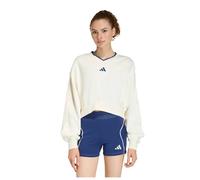 Sweatshirt ADIDAS SPORTSWEAR "STADIUM CREW", Damen, Gr. M, sanftes weiß, dunkelblau, Obermaterial: 100% Baumwolle, V-Ausschnitt, angesetztes Bündchen, Sweatshirts Sweatshirt (99847027-M) sanftes weiß,