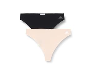 Adidas String Tanga Damen (2er Pack) Unterhosen (Gr. XS - XXL) - bequeme Unterwäsche, Mehrfarbig Rosa, L