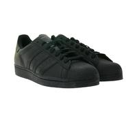 adidas Superstar Unisex Sneaker mit ikonischem Shell Toe Design Echtleder-Schuhe Low Top Sneaker EG4957 Schwarz 44