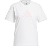 Adidas Damen-T-Shirt W SC Gingham Tee strukturierte Vichy-Karos mit großem Logo Weiß Größe L