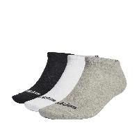 Thin Linear Low-Cut Socken, 3 Paar Medium Grey Heather / White / Black 28-30