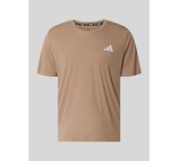 adidas Training Regular Fit Sport-T-Shirt mit Logo-Print Modell 'Run Ess Tee M' in Khaki, Größe XL
