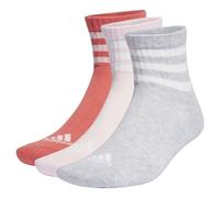 adidas Unisex 3-Stripes Cushioned Sportswear Mid-Cut Socks 3 Pairs, Preloved Scarlet/Clear Pink/Light Grey Heather, 45-48