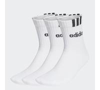 3-Streifen Linear Half-Crew Cushioned Socken, 3 Paar White / Black 37-39