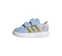 Klettschuh ADIDAS SPORTSWEAR "ADIDAS DISNEY FROZEN GRAND COURT 3.0 FÜR BABYS UND KLEINKINDER", Kinder, Gr. 24, glow blau, gold metallic, ice lavender, Synthetik, Textil, Schuhe Klettschuh, Frozen, für