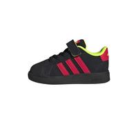 Sneaker ADIDAS SPORTSWEAR "GRAND COURT 2.0 KIDS", Mädchen, Gr. 23, core schwarz, lucid rot, lucid lemon, Leder, Synthetik, Textil, Schuhe Sneaker, für Kinder, mit Klettverschluss (19374266-23) core sc
