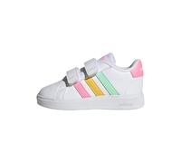 adidas Unisex Baby Grand Court Lifestyle Hook and Loop Shoes, Cloud White/Pulse Mint/Beam Pink, 22 EU