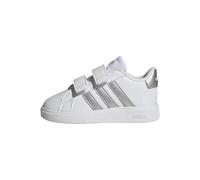 adidas Unisex Baby Grand Court Lifestyle Hook and Loop Shoes, White / Matte Silver / Matte Silver, 26 EU