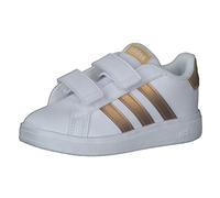 adidas Unisex Baby Grand Court Sustainable Lifestyle Court Hook-and-Loop Shoes, FOOTWEAR WHITE/FOOTWEAR WHITE/MAGOLD, 22 EU
