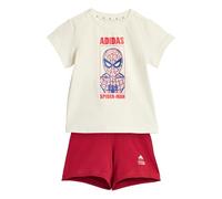 adidas Unisex Baby MARVEL SPIDER-MAN T-SHIRT SET, off white/active maroon, 6-9 Months