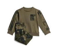 adidas Unisex Baby Seasonal Essentials Infants Camo Fleece Jogger Set in French Terry, olive strata/black, 12-18 Months