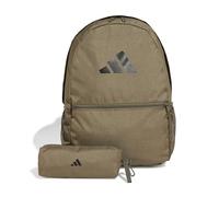 adidas Unisex BACKPACK WITH PENCIL CASE, olive strata/black, One size