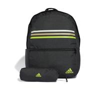 adidas Classic Horizontal 3-Stripes Backpack Tasche, Black/SOLAR Slime, One Size