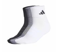adidas Unisex Quarter Socken, 3er Pack - Cushioned Sportswear Ankle Socks, Logo, gepolstert, einfarbig Schwarz/Grau/Weiß 40-42