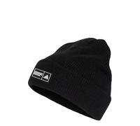 adidas Unisex Essentials Label Beanie Cuffed Hat, Black/White, M-L