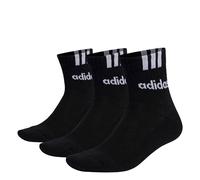 adidas Unisex Kids 3-Stripes Linear Half-Crew Cushioned Socks 3 Pairs, black/white, 5-6 Years