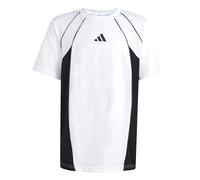 adidas Unisex Kids Color Block T-Shirt, White/Black/Grey six, 5-6 Years