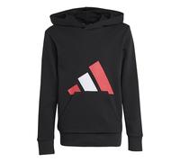 Adidas Kinder Kapuzenpullover Essentials JY0301 – Großes Logo – Schwarz/Pure Ruby/Weiß – Gr. 140
