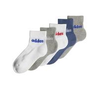 adidas Unisex Kids Kids Linear Ankle Socken, 5 Paar White/Medium Grey Heather/Preloved Ink 22-24