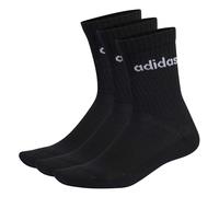 adidas Unisex Kids Linear Crew Cushioned Socks 3 Pairs, Black / White, 7-8 Years