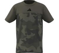 Adidas Unisex Kids Seasonal Essentials Camo Cotton T-Shirt Juniors, Olive strata/Black, 15-16 Years