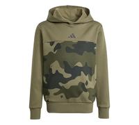 adidas Unisex Kids Seasonal Essentials Camo Fleece Hoodie Juniors, Olive strata/Black, 11-12 Years