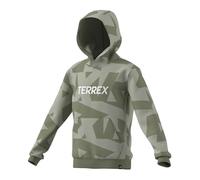 adidas Unisex Kids Terrex Kids Multi Printed Logo Hoodie, Halo Green/Tent Green, 13-14 Years