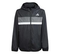 Windbreaker ADIDAS SPORTSWEAR "J TIBERIO WB", Jungen, Gr. 164, schwarz, grau four, weiß, Obermaterial: 100% Polyester, normal, Jacken (76474211-164) schwarz, grau four, weiß
