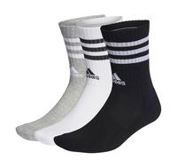 3-Streifen Cushioned Crew Socken, 3 Paar Medium Grey Heather / White / Black / White 34-36