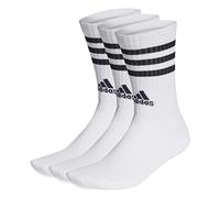 adidas Unisex Kinder 3-Stripes Cushioned Crew Socks 3 Pairs, White / Black, XS-34-36
